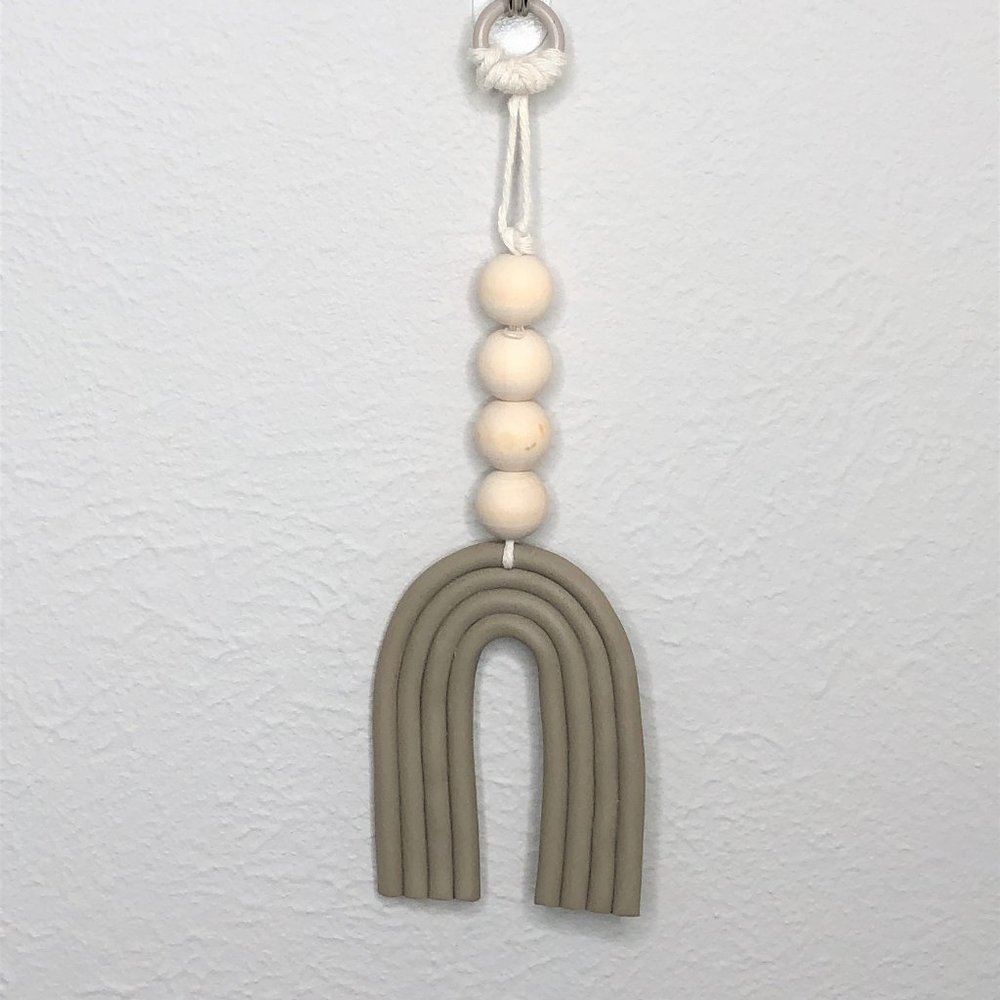 Boho Farmhouse Hand Crafted Clay and wooden bead Hanging Wall Art piece